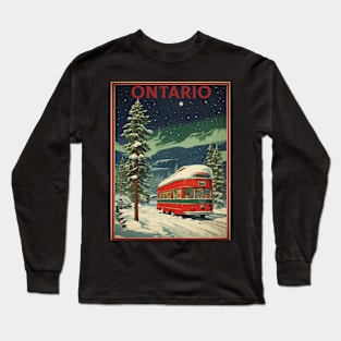 Ontario Canada Starry Night Aurora Boreal Vintage Poster Tourism Long Sleeve T-Shirt